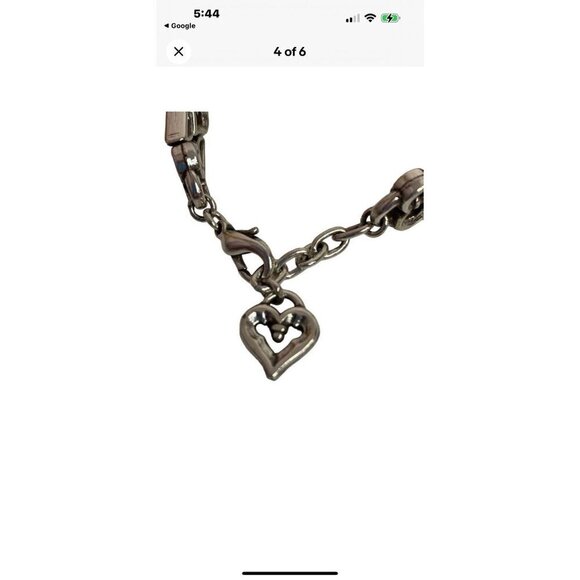 Chunky Silvertone Heart Link Bracelet 7.5"-8.5" Lobster Clasp - Picture 5 of 6